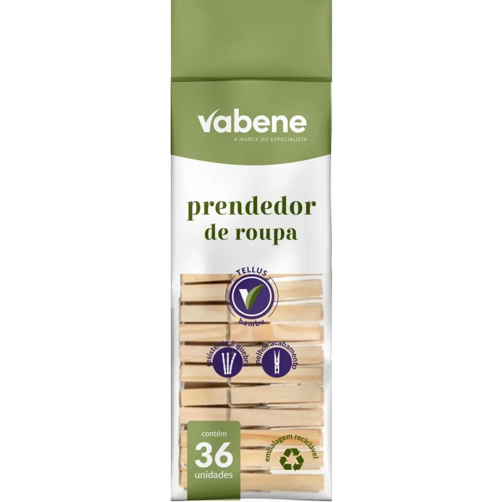 Prendedor De Roupa Bambu 7Cm Vabene (Pct.c/36) - imagem 3