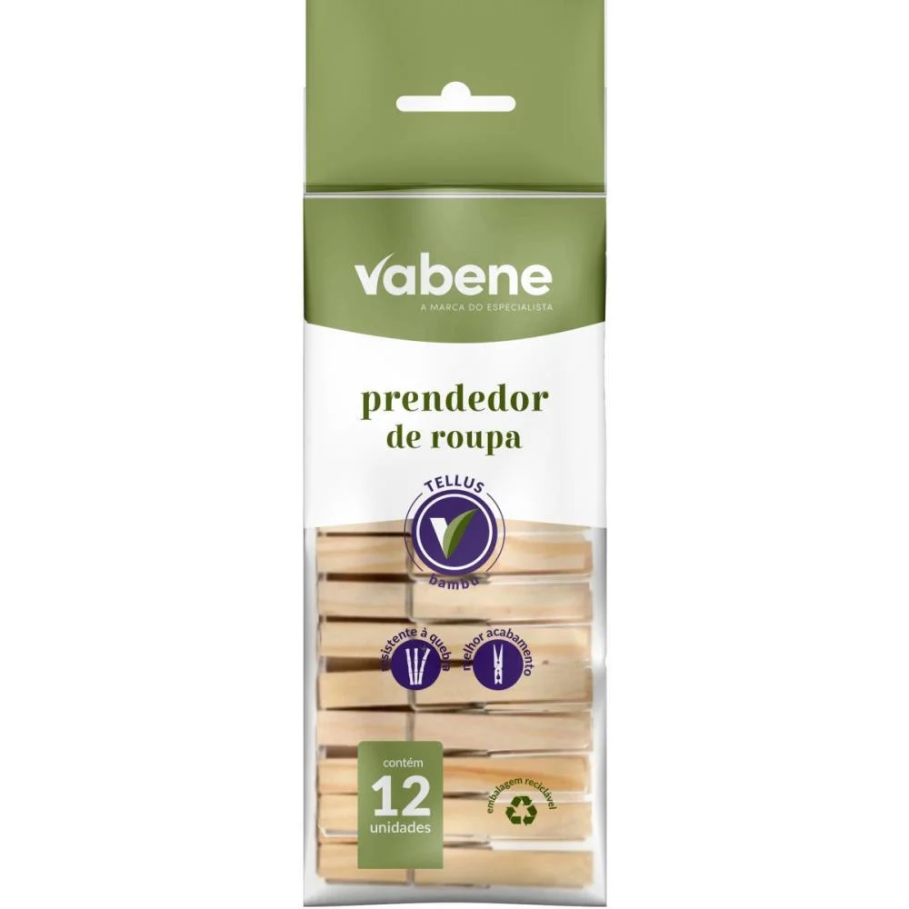 Prendedor De Roupa Bambu 7Cm Vabene (Pct.c/12) - imagem 3