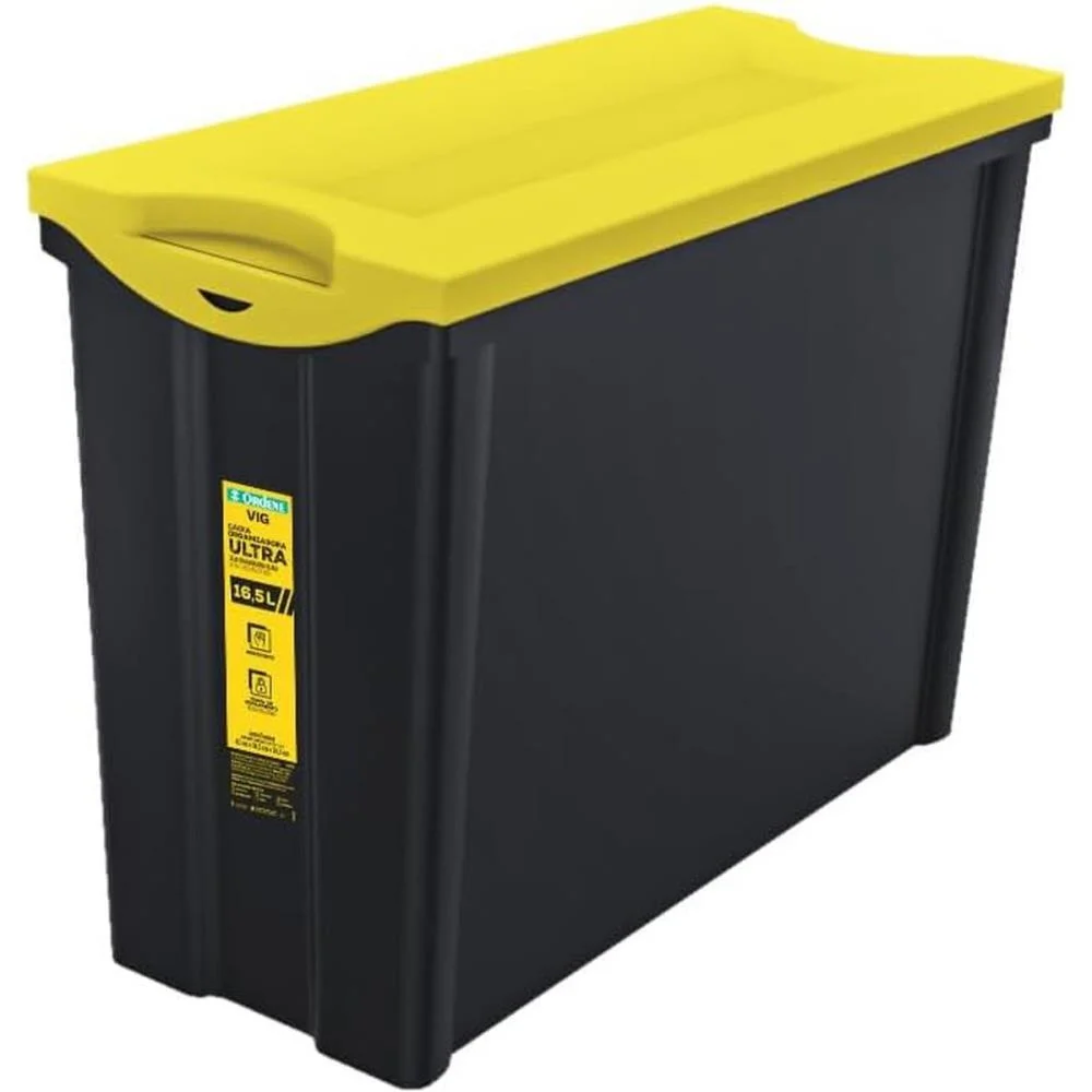 Caixa Plastica Multiuso Preto 16,5L 18,5X42X30,5 Alta Ordene (Unidade) - imagem 2