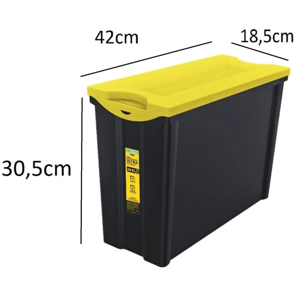 Caixa Plastica Multiuso Preto 16,5L 18,5X42X30,5 Alta Ordene (Unidade) - imagem 4