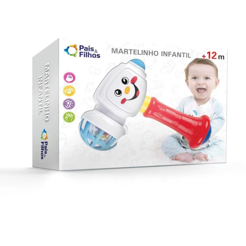 Mordedor E Chocalho Chocalho Martelinho Infantil Pais E Filhos (Unidade) - imagem 4