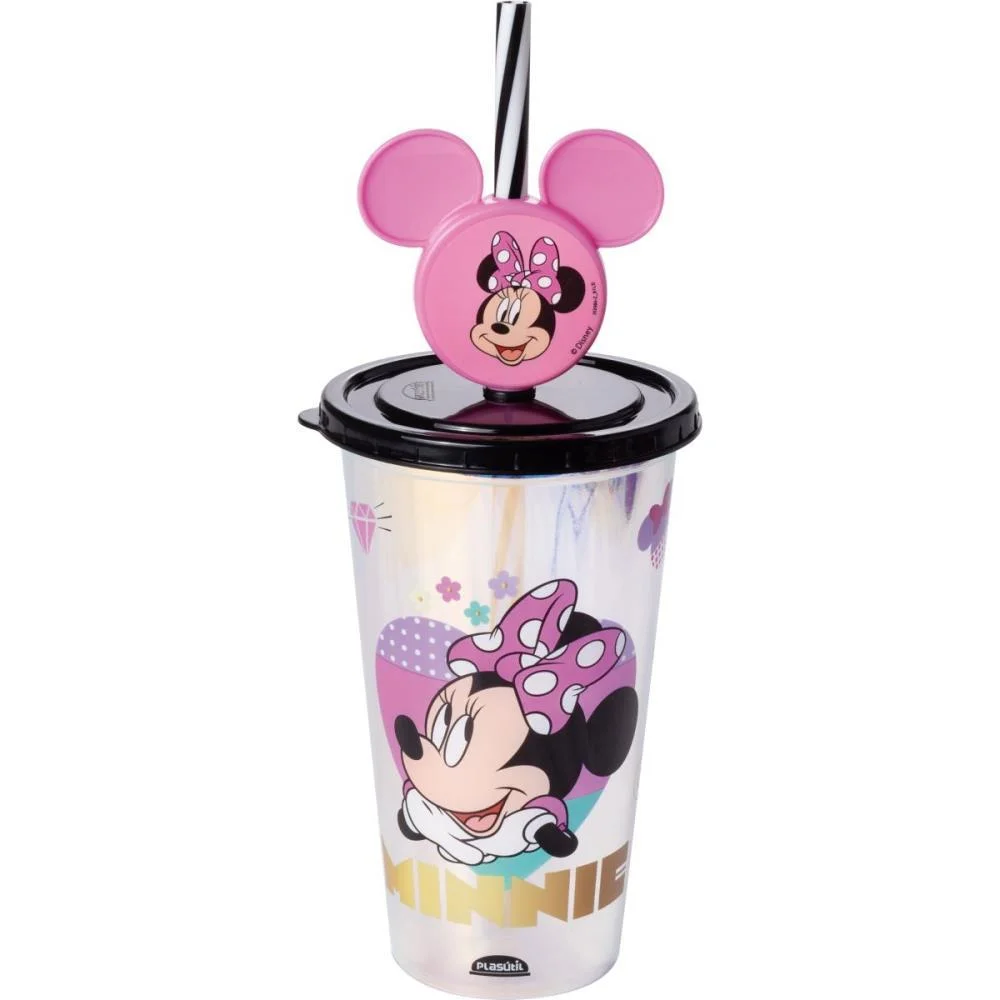 Copo Decorado Minnie Rosa Fruta Cor 500Ml Plasutil (Unidade) - imagem 2