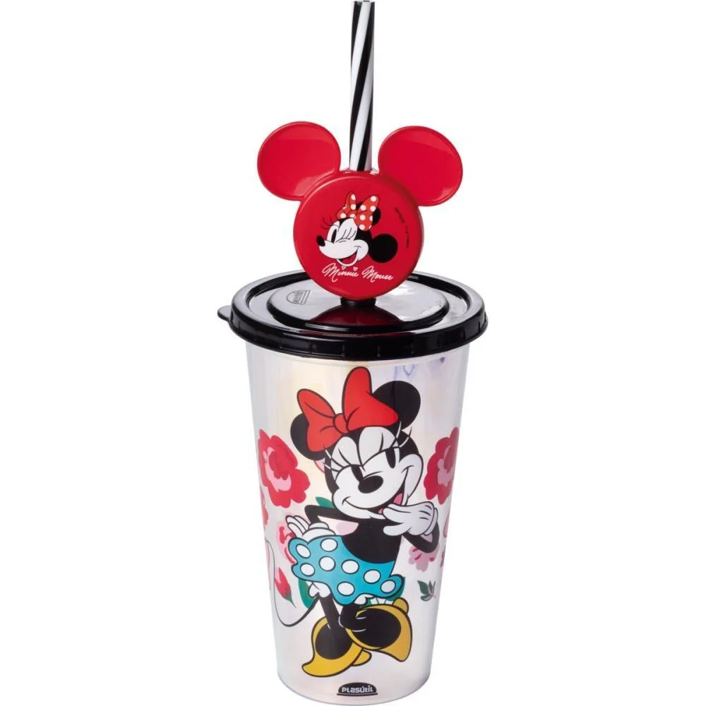Copo Decorado Minnie Vermelha Fruta Cor 500M Plasutil (Unidade) - imagem 2