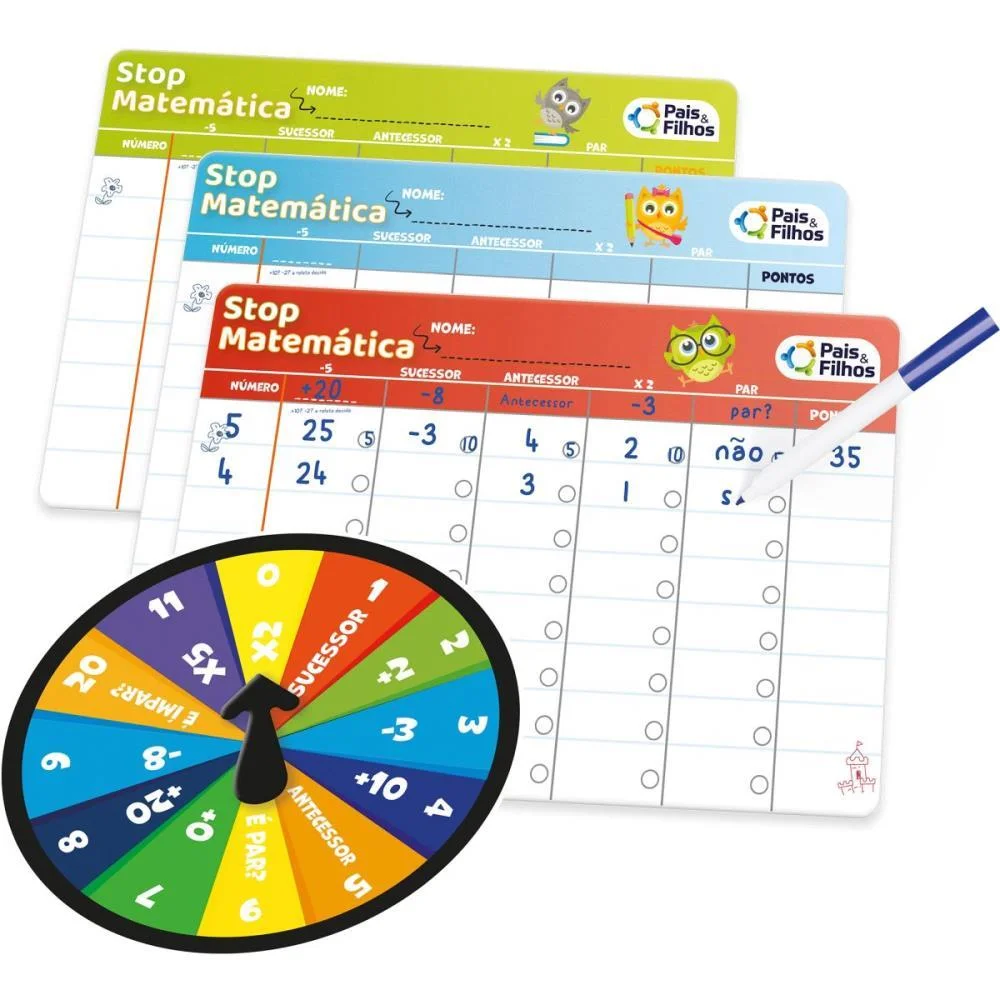 Jogo Diverso Stop Matematica Pais E Filhos (Unidade) - imagem 4