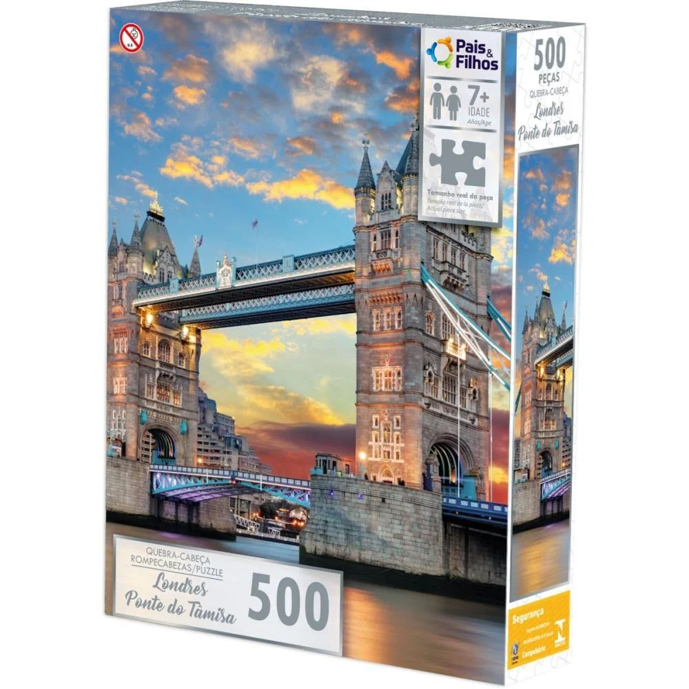 Quebra-Cabeca Cartonado Londres Ponte De Tamisa 500P Pais E Filhos (Unidade) - imagem 3