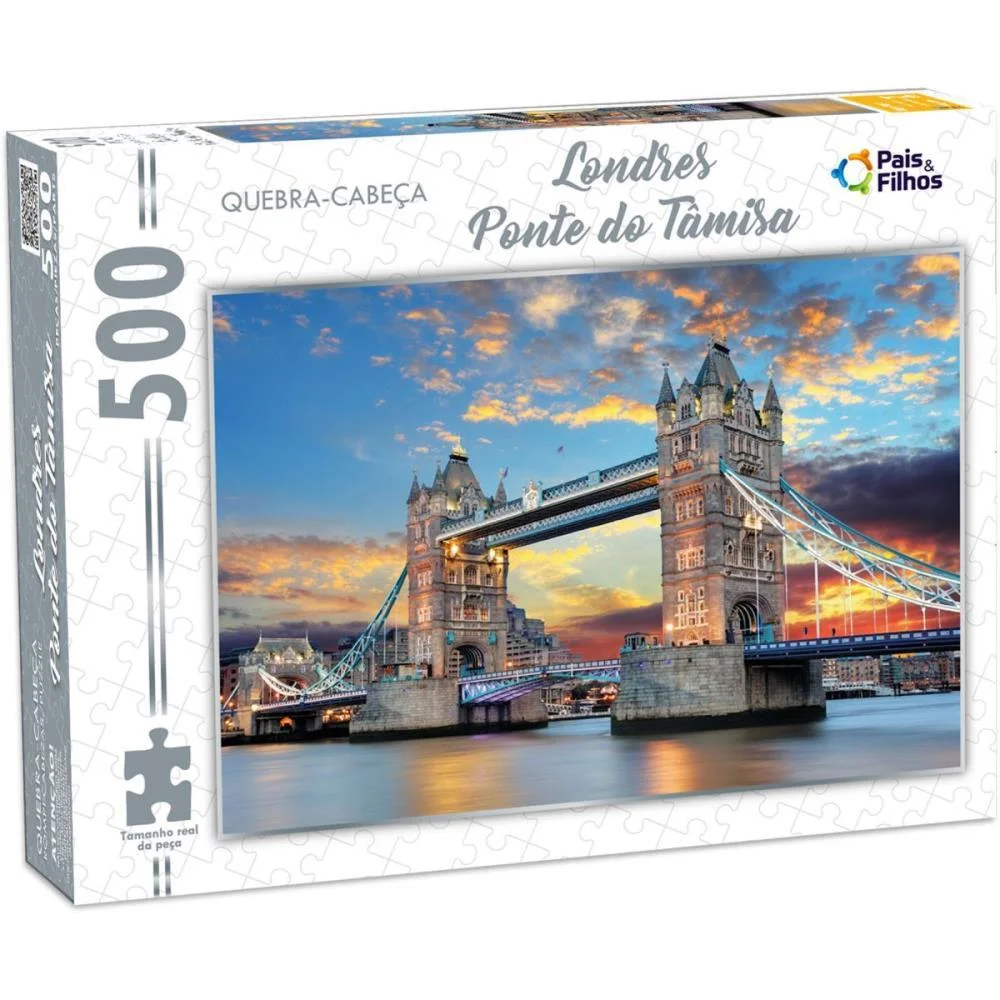 Quebra-Cabeca Cartonado Londres Ponte De Tamisa 500P Pais E Filhos (Unidade) - imagem 4
