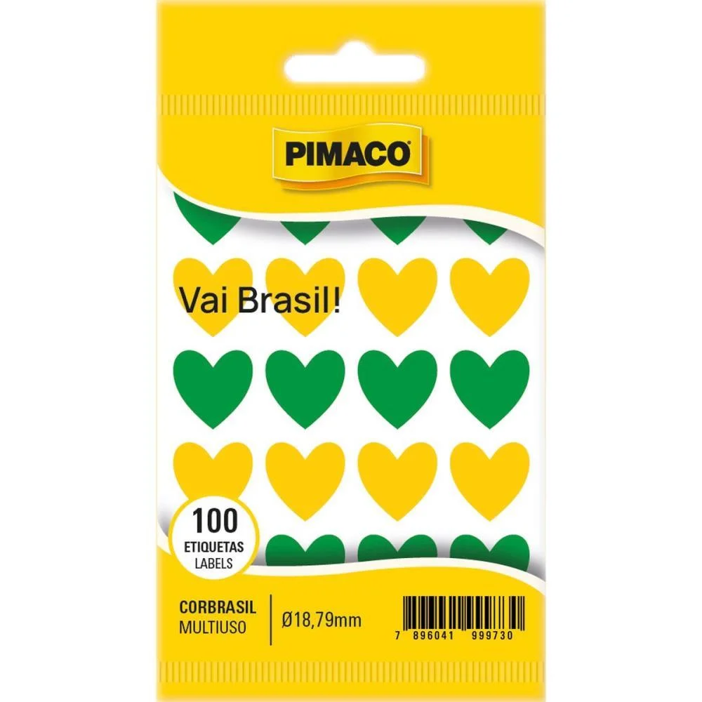 Copa Do Mundo Adesivo Tp-18 Coracao Brasil Pimaco (Ct.c/100) - imagem 3