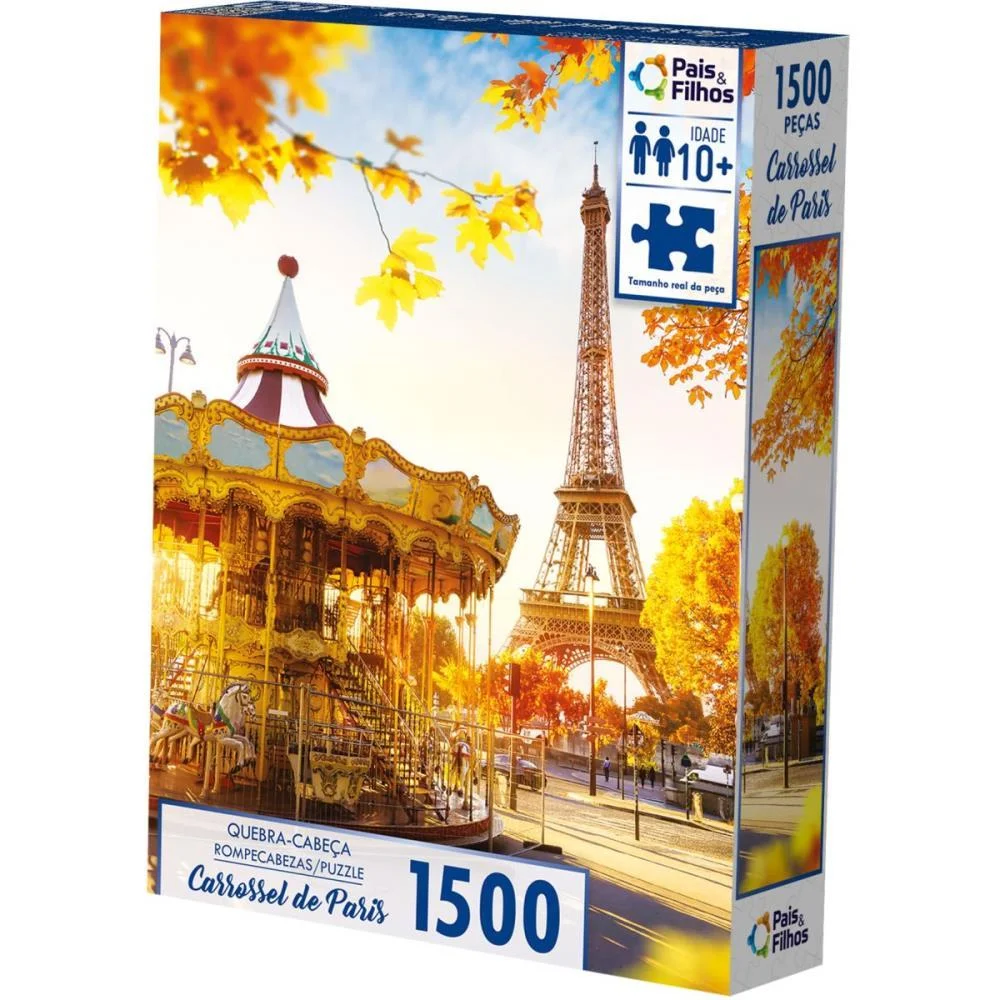 Quebra-Cabeca Cartonado Carrosel De Paris 1500 Pecas Pais E Filhos (Unidade) - imagem 2