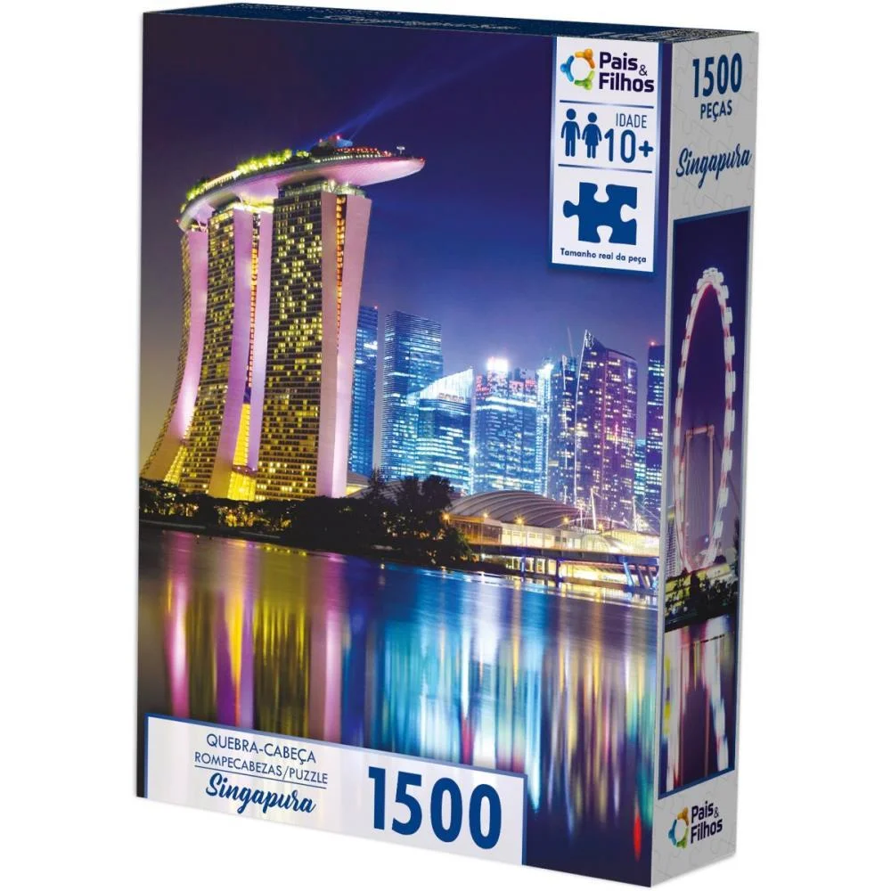 Quebra-Cabeca Cartonado Singapura 1500 Pecas Pais E Filhos (Unidade) - imagem 3