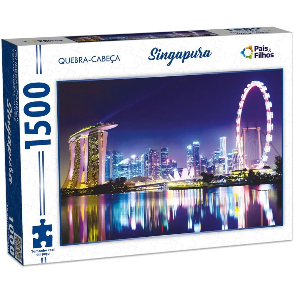 Quebra-Cabeca Cartonado Singapura 1500 Pecas Pais E Filhos (Unidade) - imagem 4