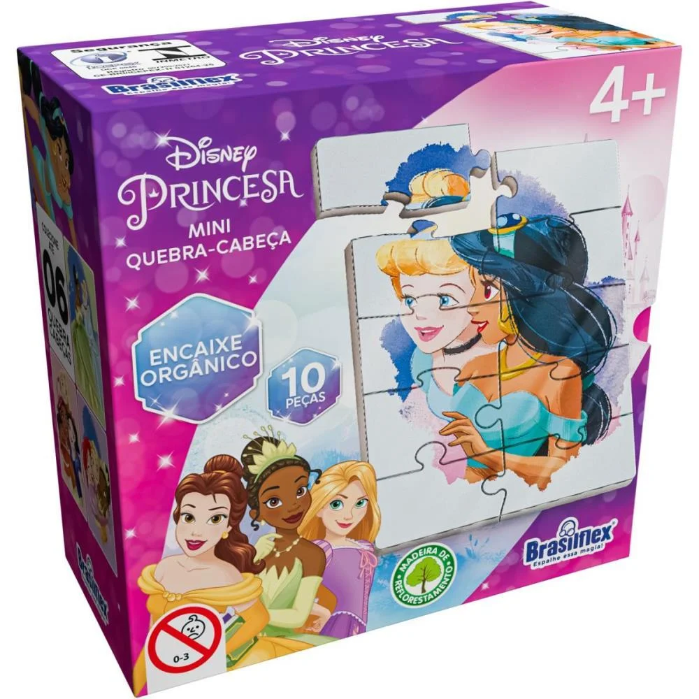 Quebra-Cabeca Madeira Princesas Mini 10 Pecas Brasilflex (Dp.c/06) - imagem 4