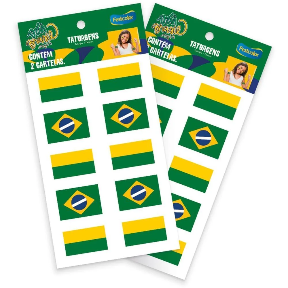 Copa Do Mundo Tatuagem Vai Brasil Festcolor (Pct.c/20) - imagem 3