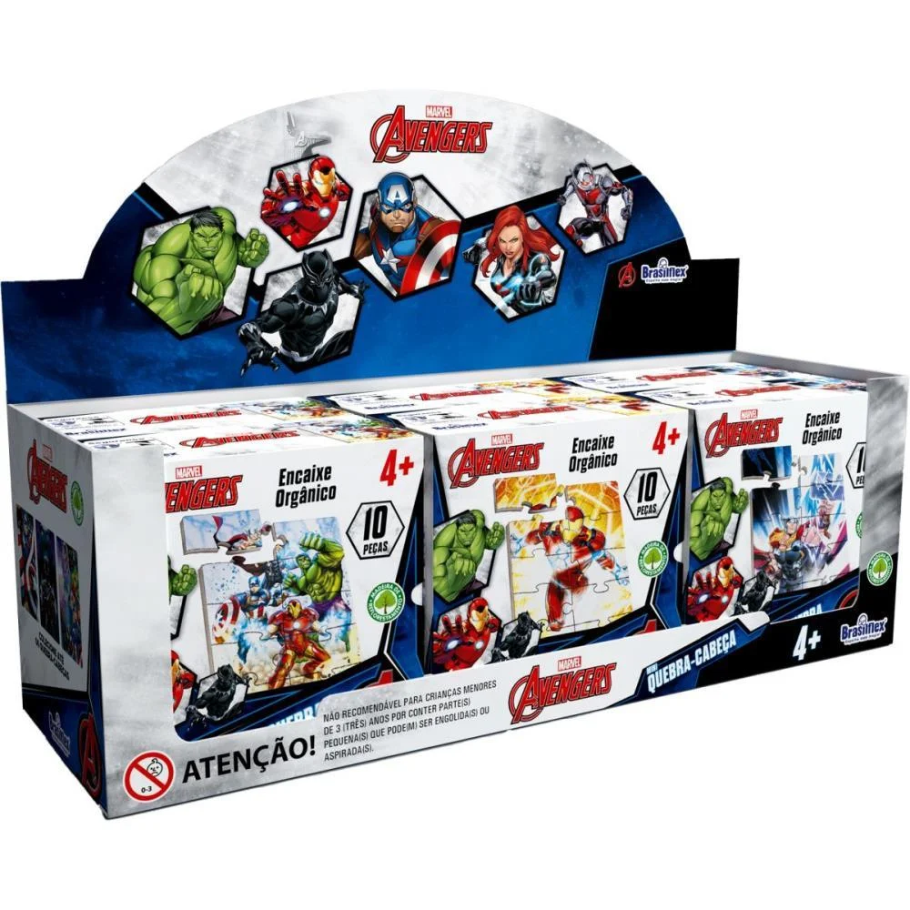 Quebra-Cabeca Madeira Avengers Mini 10 Pecas Brasilflex (Dp.c/06) - imagem 2