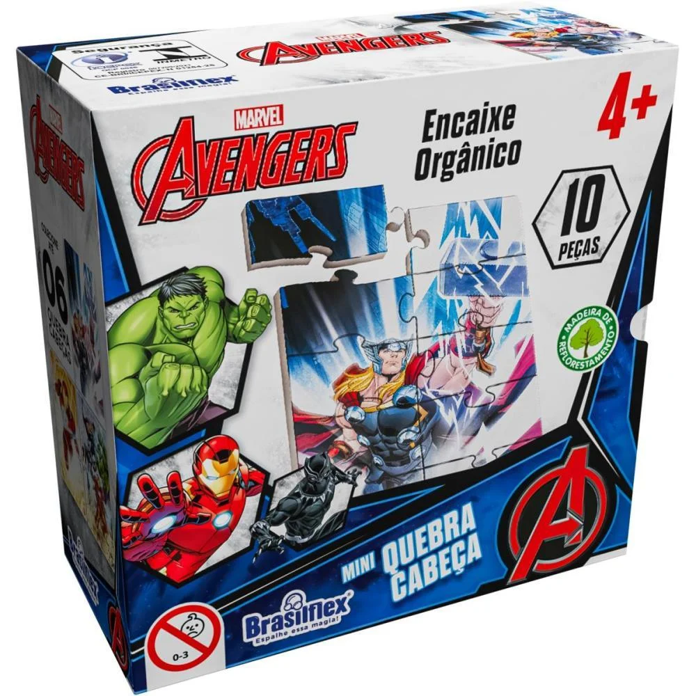 Quebra-Cabeca Madeira Avengers Mini 10 Pecas Brasilflex (Dp.c/06) - imagem 4