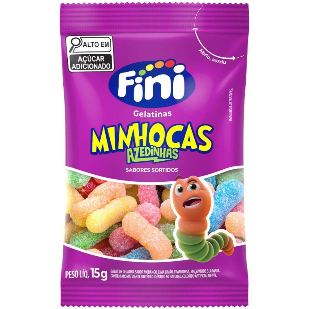 Doce Minhocas Azedinhas 15G. Fini (Dp.c/12) - imagem 2
