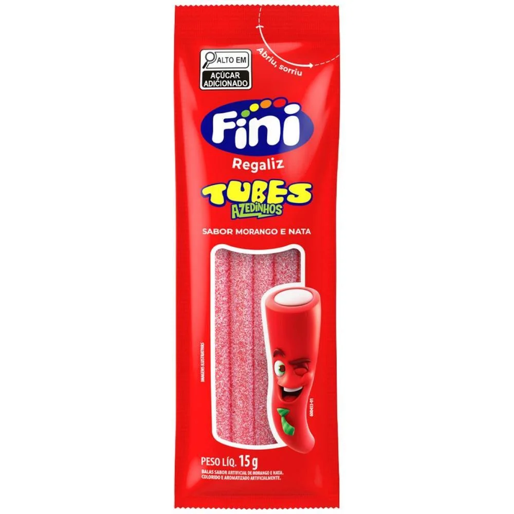 Doce Tubes Morango Azedinho 15G. Fini (Dp.c/12) - imagem 2