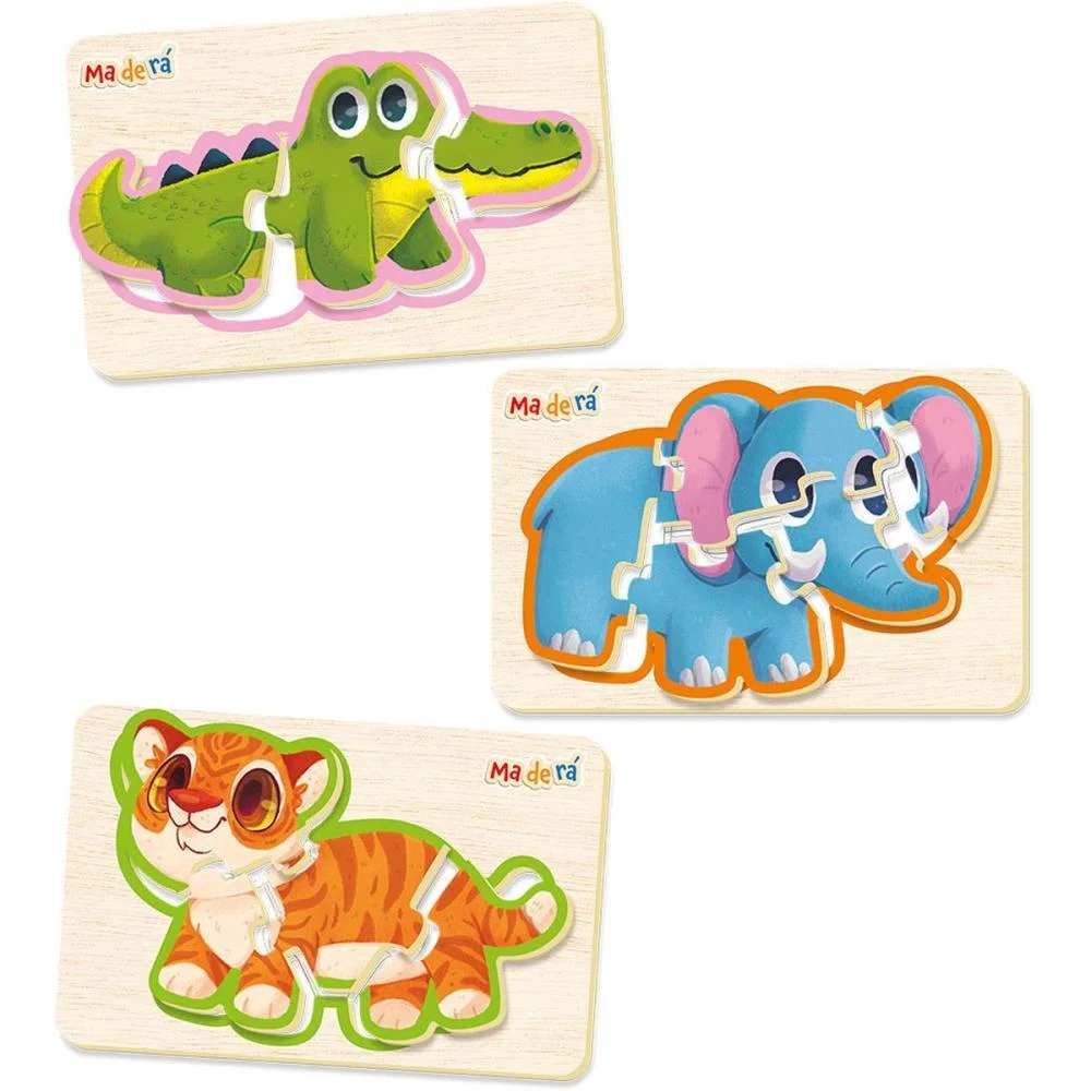 Quebra-Cabeca Madeira Animais Da Selva 3/4 E 5 Pecas Toyster (Unidade) - imagem 4