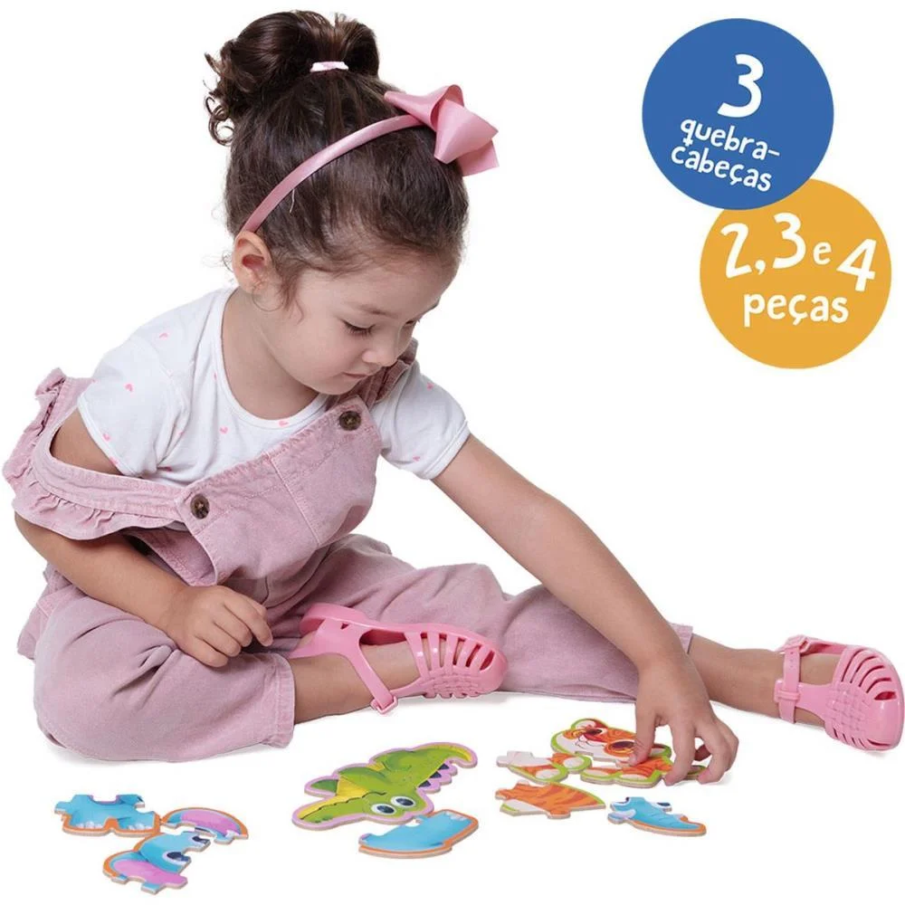 Quebra-Cabeca Madeira Animais Da Selva 3/4 E 5 Pecas Toyster (Unidade) - imagem 5