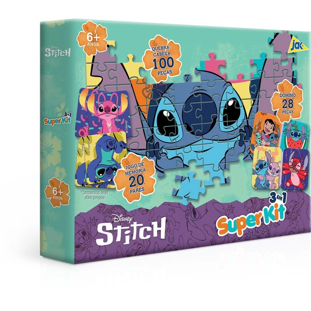 Quebra-Cabeca Cartonado Stitch 3Em1 Domino/Jg Memoria Toyster (Unidade) - imagem 2