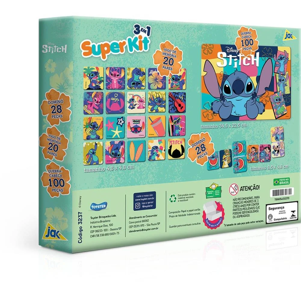 Quebra-Cabeca Cartonado Stitch 3Em1 Domino/Jg Memoria Toyster (Unidade) - imagem 6