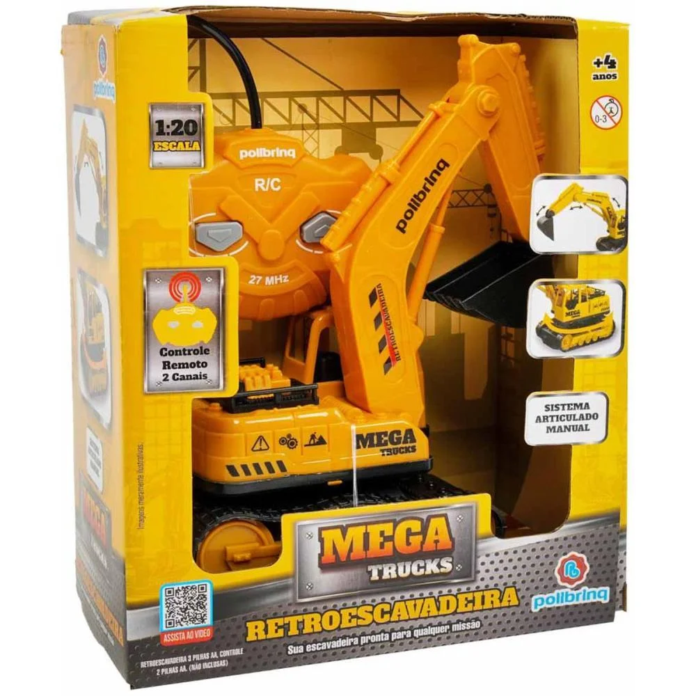 Carrinho Controle Remoto Retroescaveira 1:20 2Func/Pilh Polibrinq (Unidade) - imagem 4