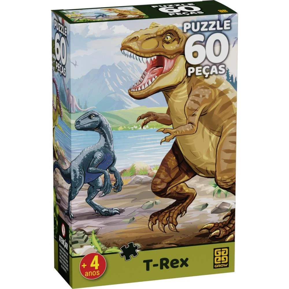 Quebra-Cabeca Cartonado T-Rex 60 Pecas Grow (Unidade) - imagem 3