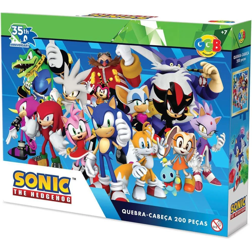 Quebra-Cabeca Cartonado Sonic 200 Pecas Ggb Plast (Unidade) - imagem 3