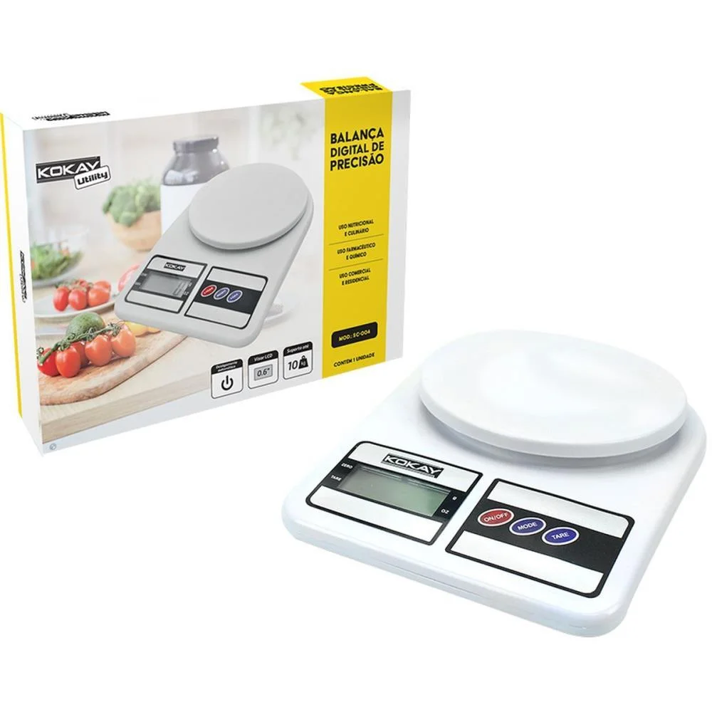 Balanca De Cozinha Precisao Digital Ate 10Kg Bco Santana Centro (Unidade) - imagem 4