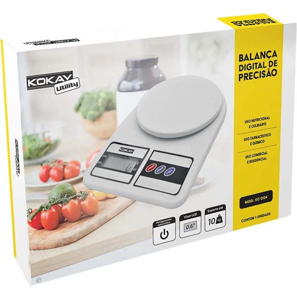 Balanca De Cozinha Precisao Digital Ate 10Kg Bco Santana Centro (Unidade) - imagem 5