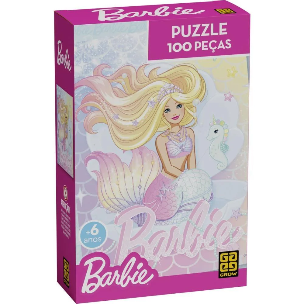 Quebra-Cabeca Cartonado Barbie Brilhante 100 Pecas Grow (Unidade) - imagem 2
