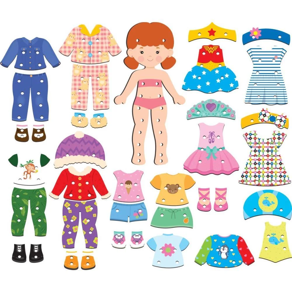 Brinquedo Educativo Alinhavo Veste E Brinca Madeir Nig Brinquedos (Unidade) - imagem 4