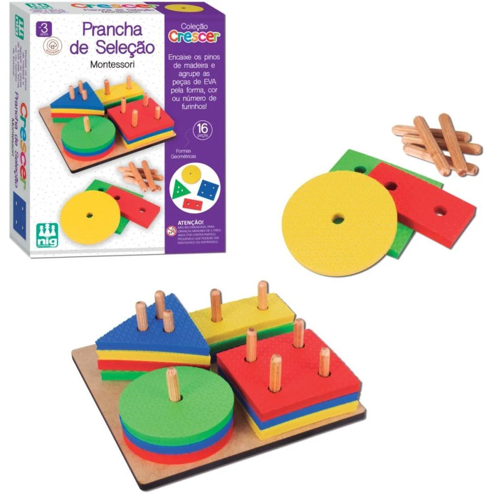 Brinquedo Pedagogico Madeira Prancha De Selecao 16Pcs Nig Brinquedos (Unidade) - imagem 8