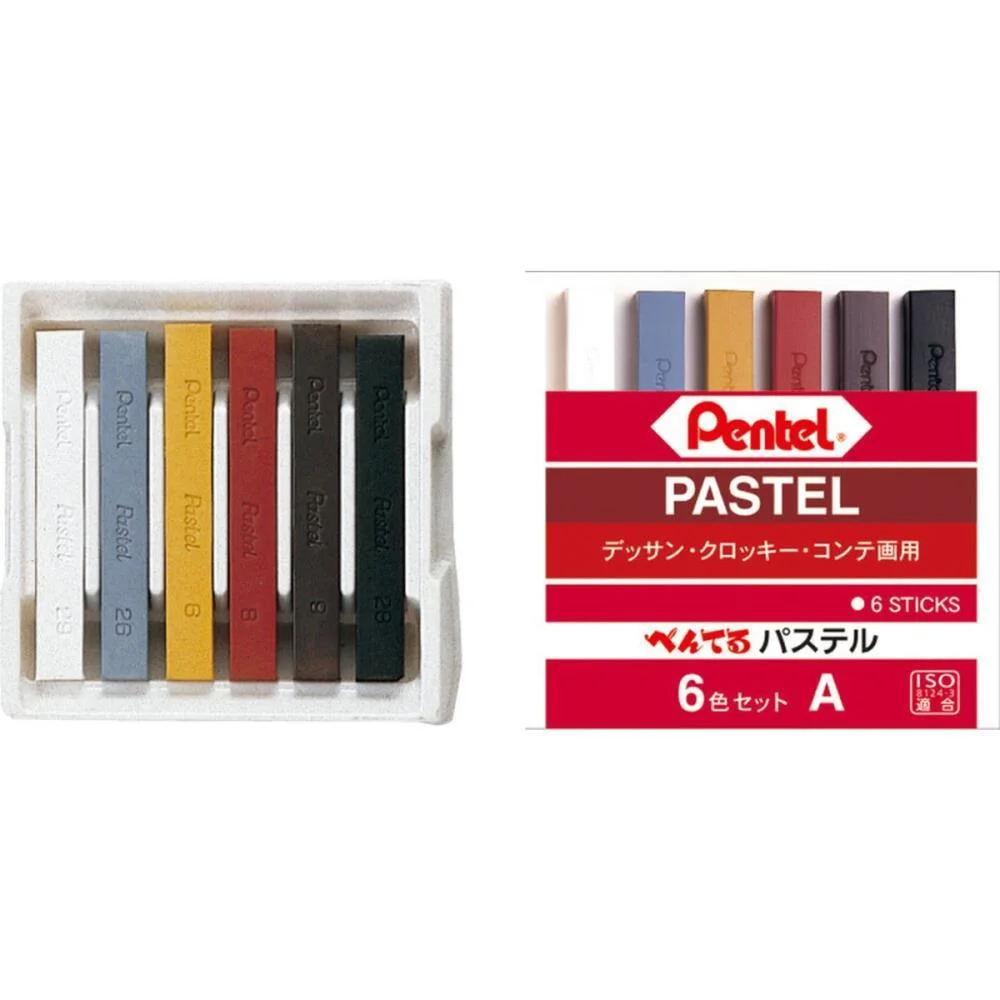 Giz Pastel Seco 6Cores Basicas Pentel (Estojo) - imagem 3