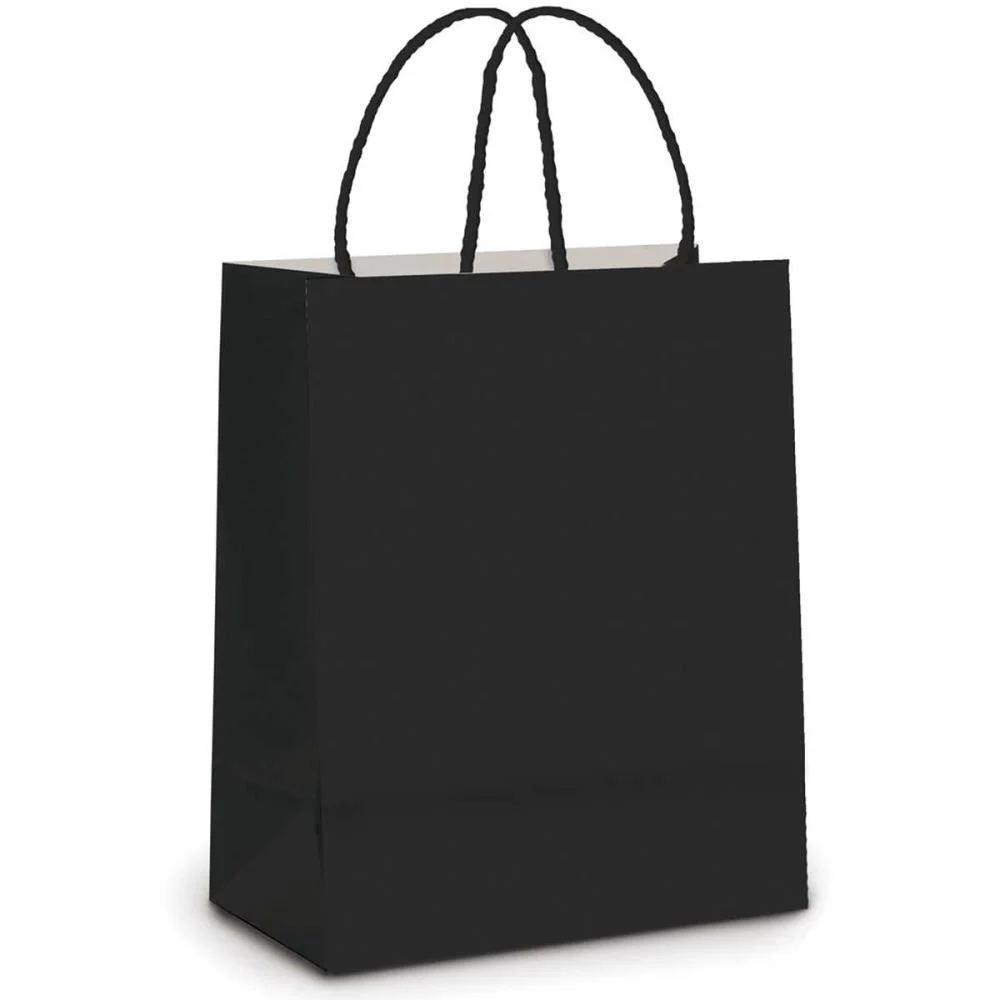 Sacola Para Presente Lisa Preta P 21,5X15X8Cm Cromus (Pct.c/10) - imagem 3