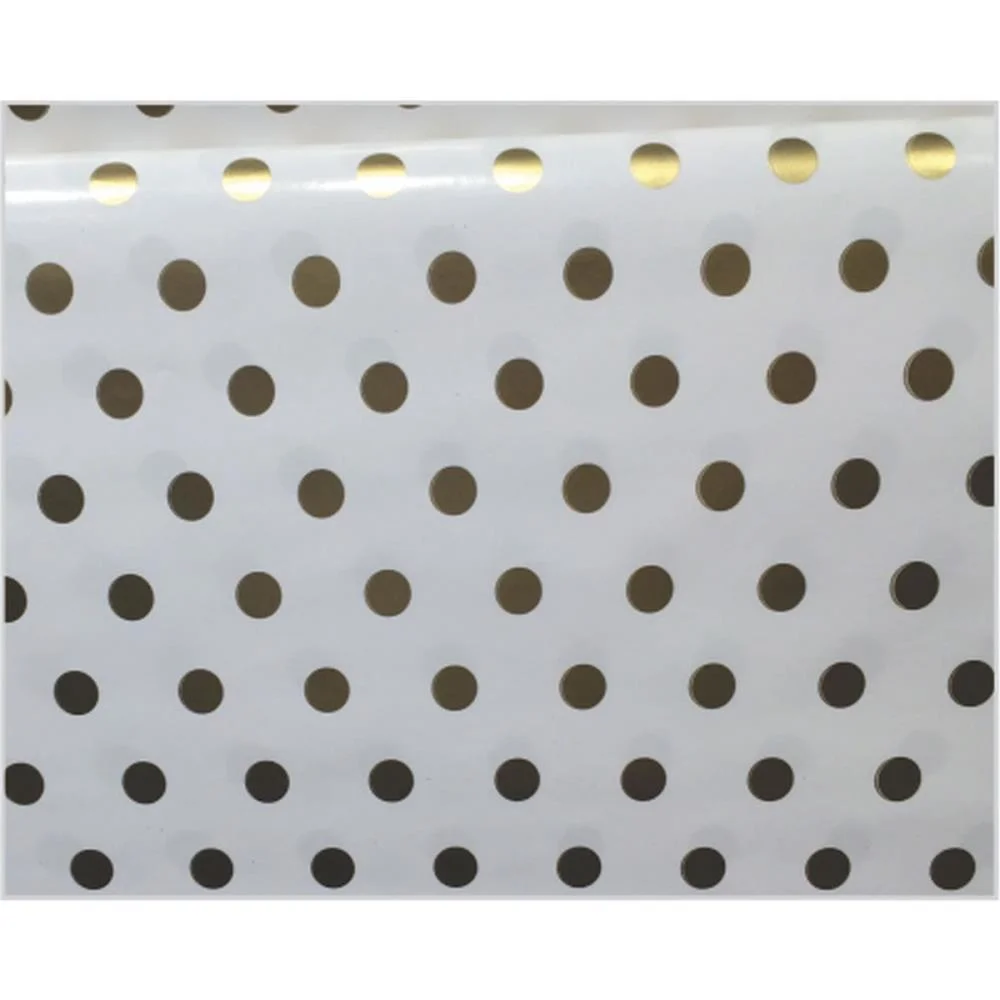 Papel Presente Bobina Couche 60Cm.mod.336 Bolinhas Ouro V.m.p. (Bo-100Mts) - imagem 2