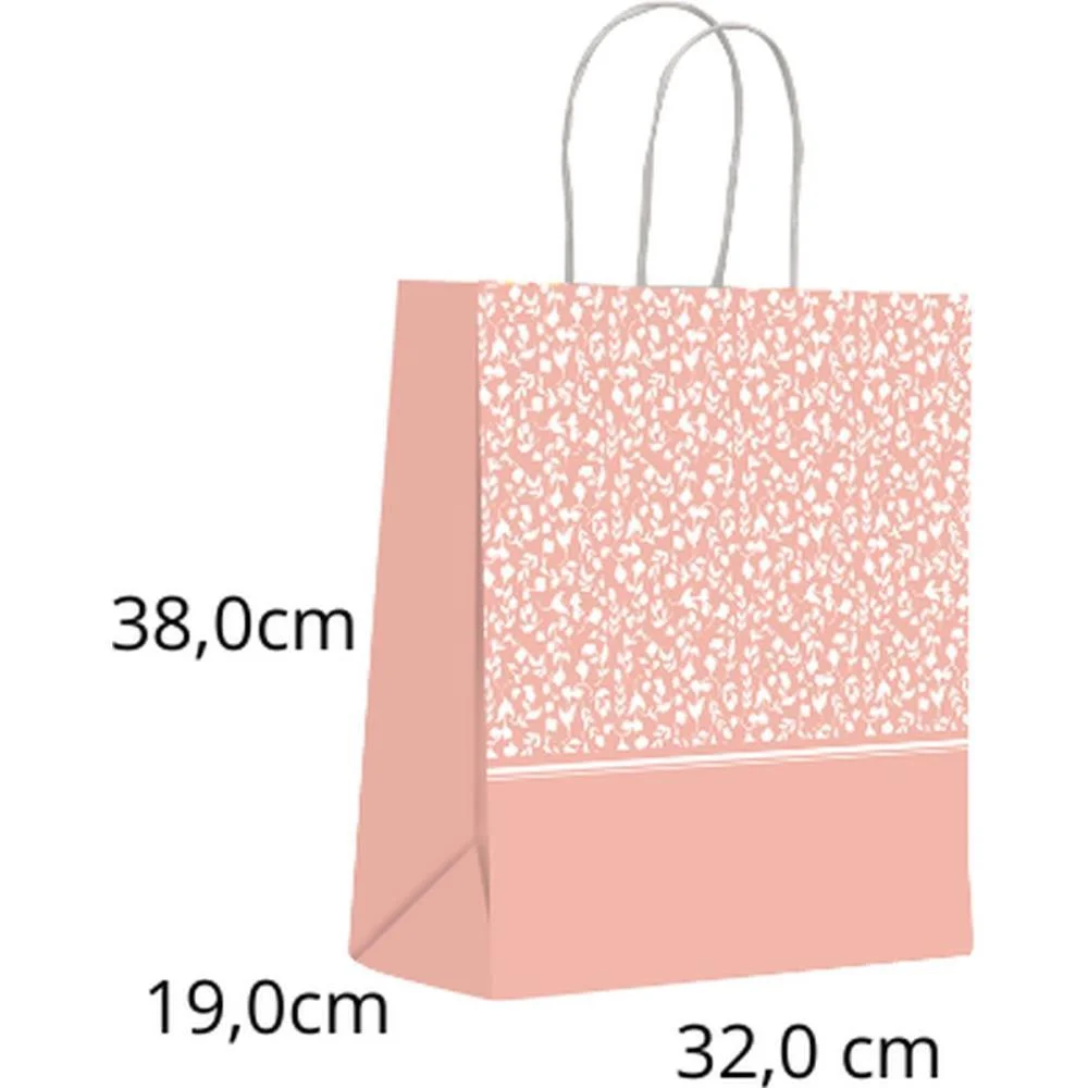 Sacola Para Presente Decorada Nude Rosas G 32X38X19Cm Scrity (Pct.c/10) - imagem 3