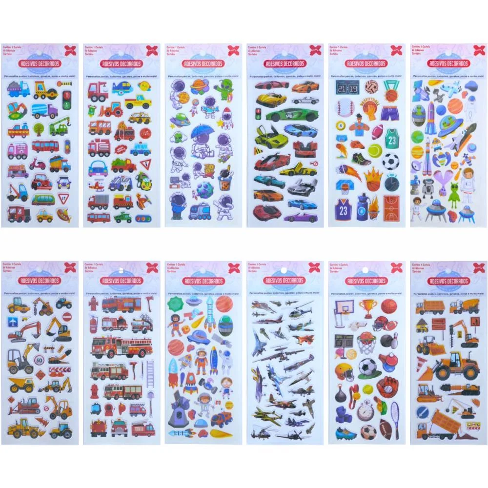 Adesivos Decorados 10X24Cm. Boy Kids Cart.sortida Make+ (Pct.c/24) - imagem 3