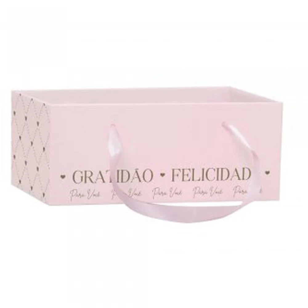 Cachepot Paper Decorado Essencia Rosa Retang C/Alca 24 Xingo Embalagens (Pct.c/05) - imagem 3
