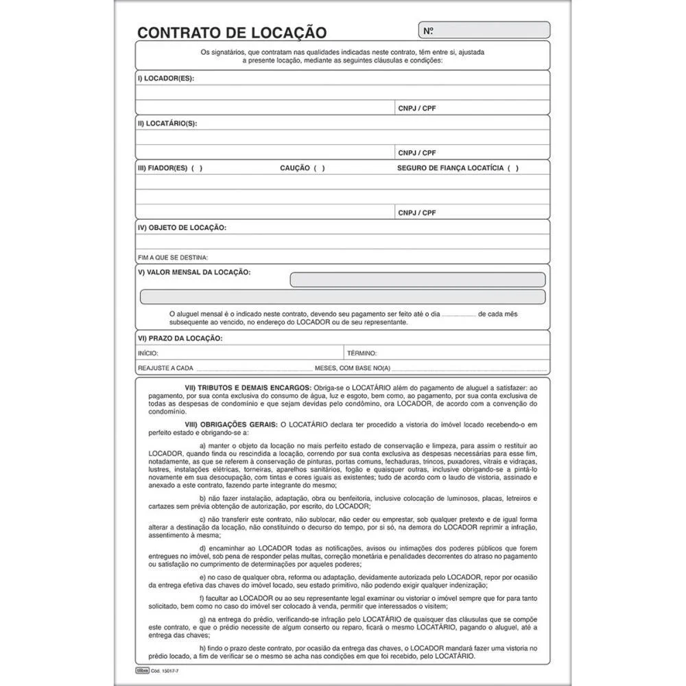 Impresso Talao Contrato De Locacao 100Fls. Tilibra (Pct.c/05) - imagem 4