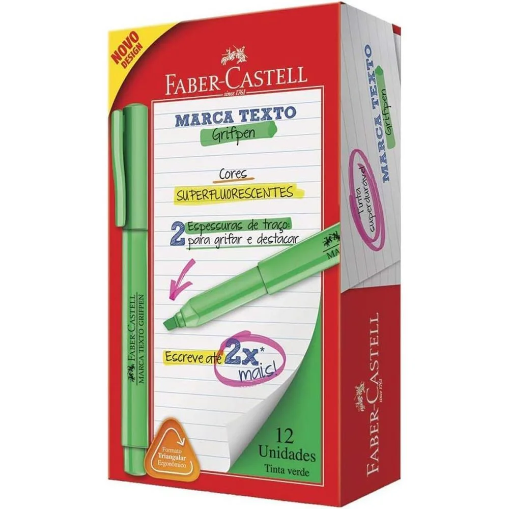 Caneta Marca Texto Grifpen Verde Faber-Castell (Cx.c/12) - imagem 2