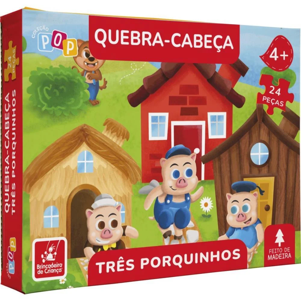 Quebra-Cabeca Madeira Tres Porquinhos 24Pcs Brinc. De Crianca (Unidade) - imagem 2