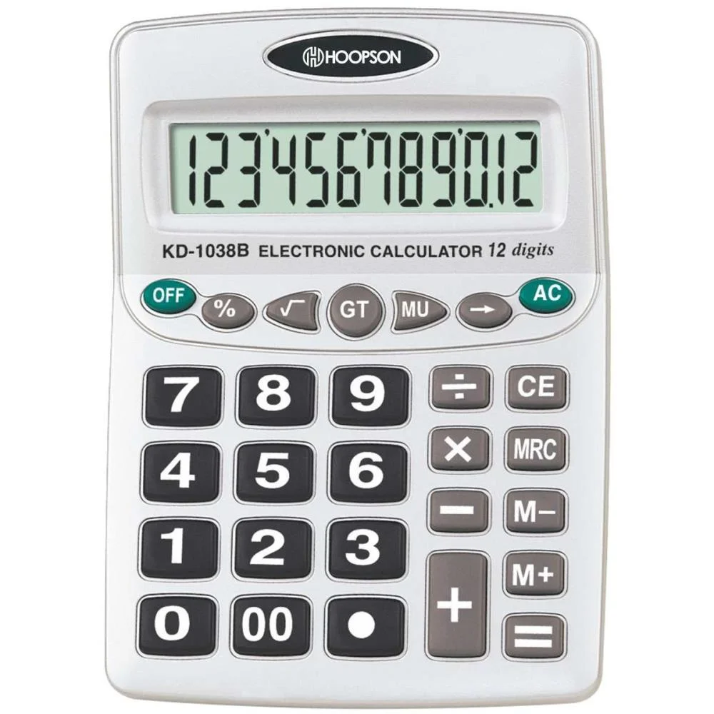 Calculadora De Mesa 12Digitos A Pilha Prata Mercoriental (Unidade) - imagem 3