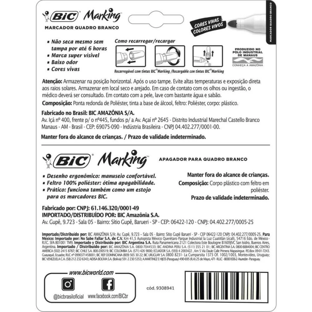 Pincel Quadro Branco Marking Kit 4 Pinceis+Apagador Bic (Kit) - imagem 5