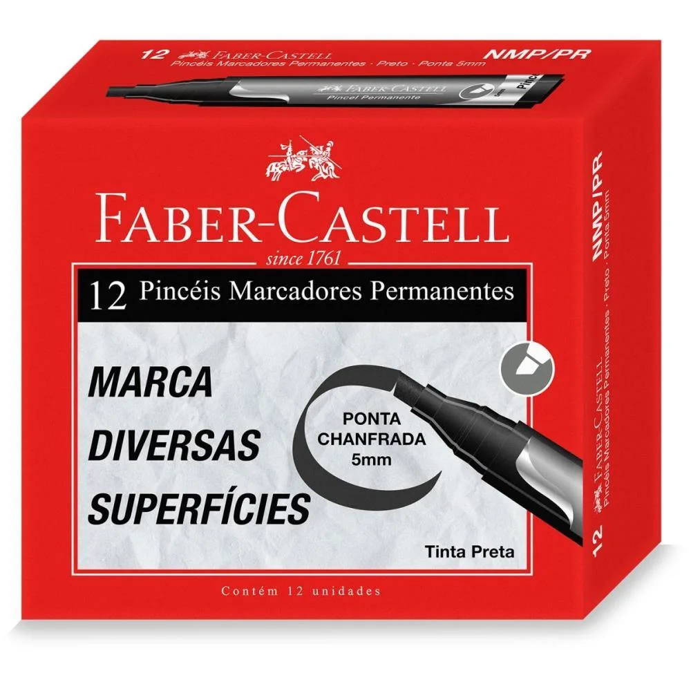 Pincel Marcador Permanente Preto Faber-Castell (Cx.c/12) - imagem 3