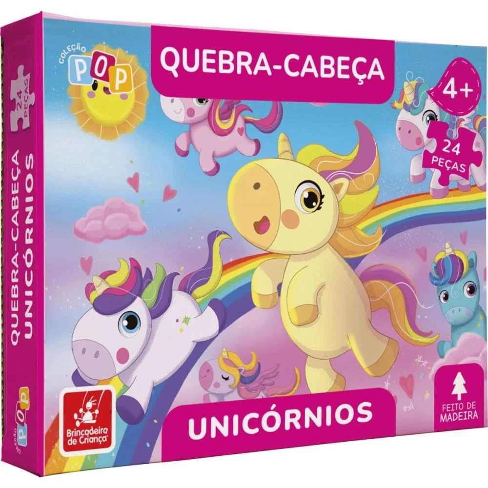 Quebra-Cabeca Madeira Unicornios 24Pcs Brinc. De Crianca (Unidade) - imagem 2