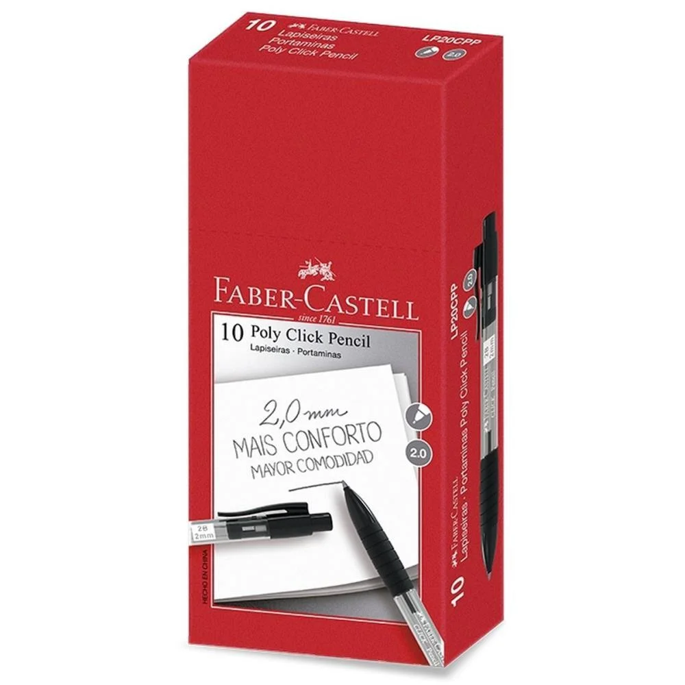 Lapiseira 2.0Mm Click Pencil Preta Faber-Castell (Cx.c/10) - imagem 2