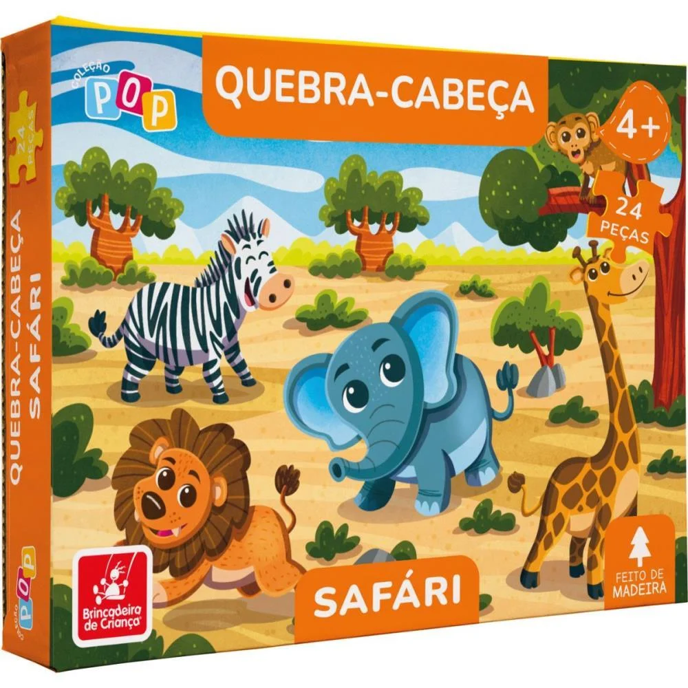 Quebra-Cabeca Madeira Safari 24Pcs Brinc. De Crianca (Unidade) - imagem 2