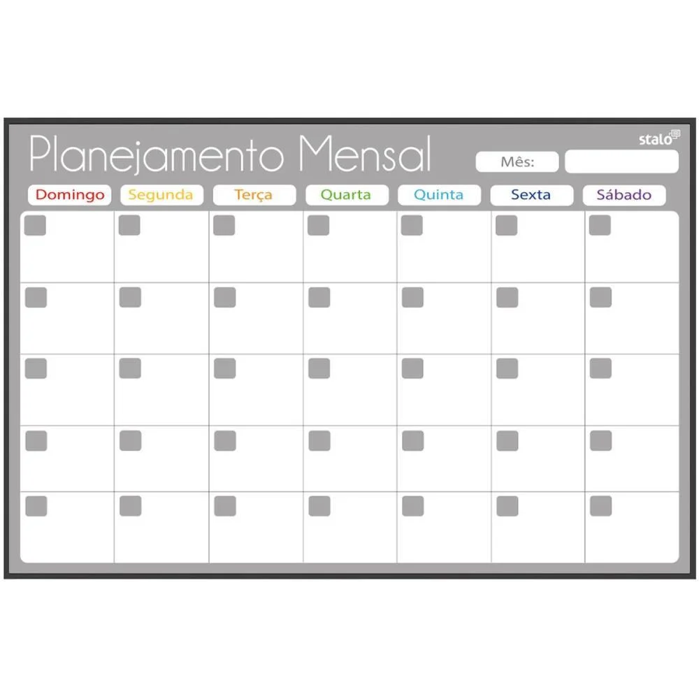 Quadro Planner Mensal Gray Fit 090X060Cm Stalo (Pct.c/02) - imagem 3