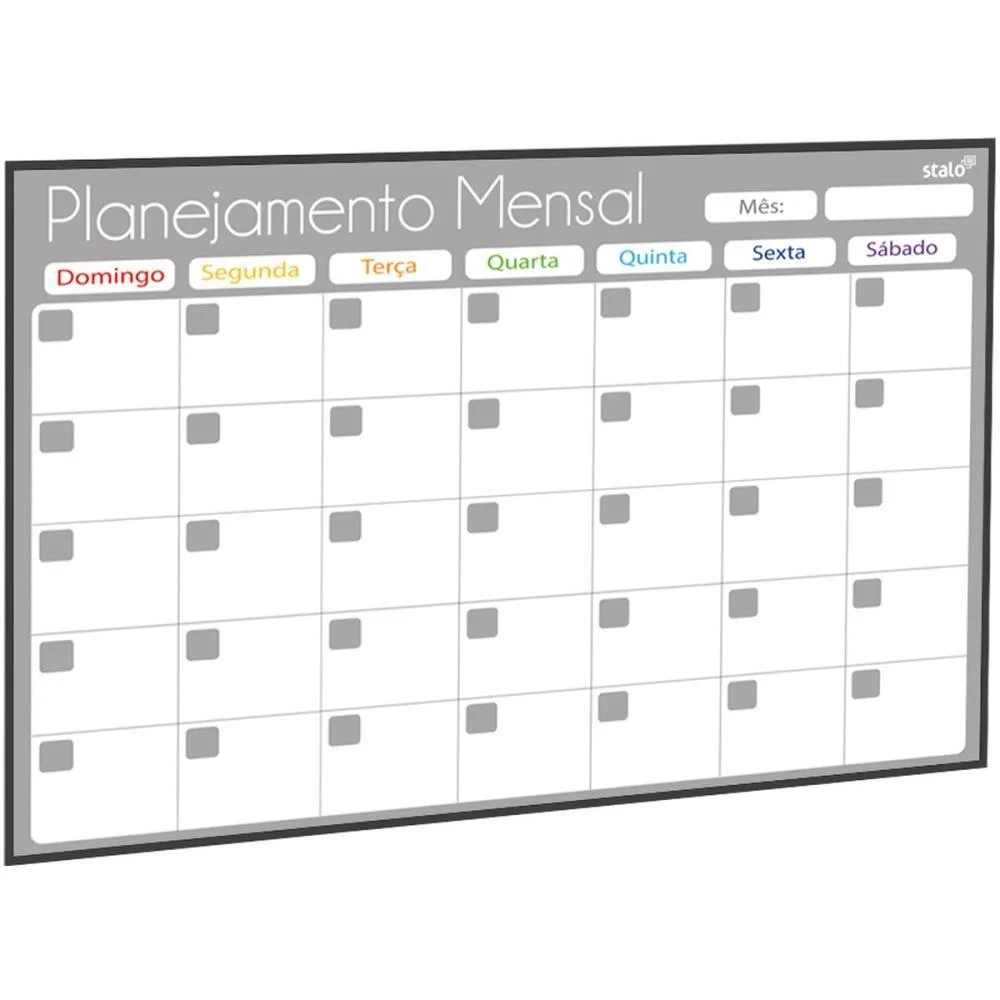 Quadro Planner Mensal Gray Fit 090X060Cm Stalo (Pct.c/02) - imagem 4