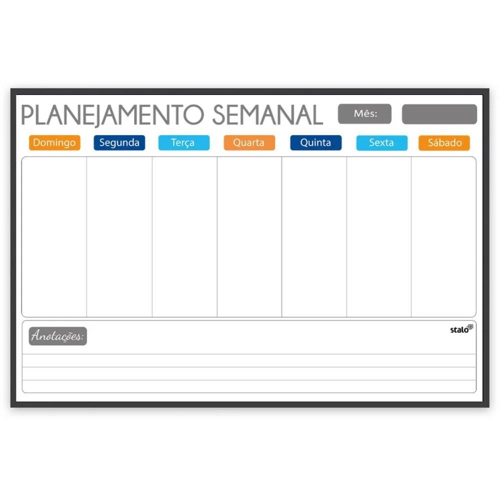 Quadro Planner Semanal Light Fit 090X060Cm Stalo (Pct.c/02) - imagem 3